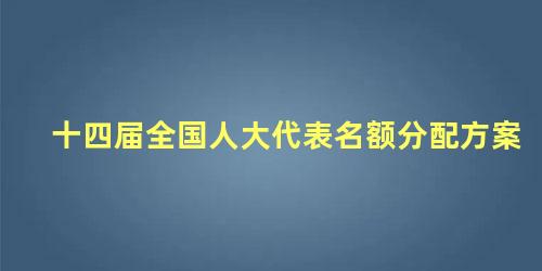 十四届全国人大代表名额分配方案